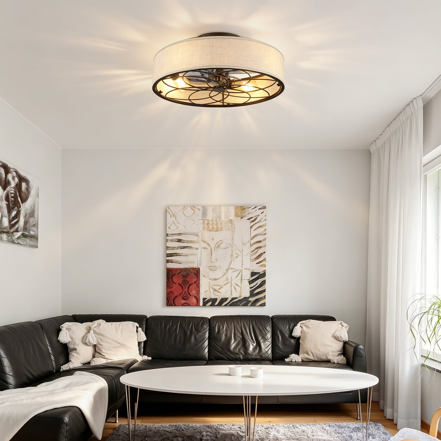 20" Bladeless Ceiling Fan with Remote Control - Matte Black