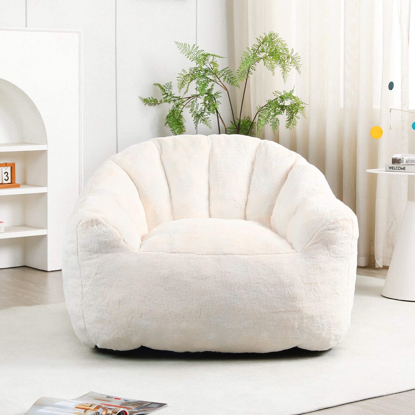 Bean Bag Chair, Sofa Chair With Armrests Stuffed High-Density Foam,