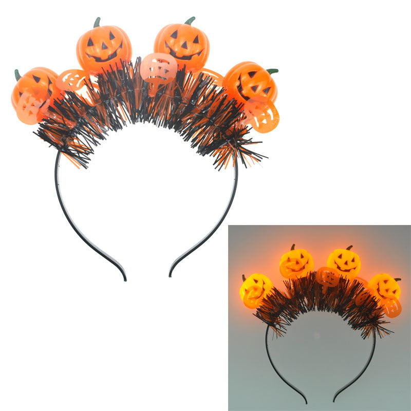 Halloween Ghost Luminescent Headband with Candy Corn and Pumpkin Designs