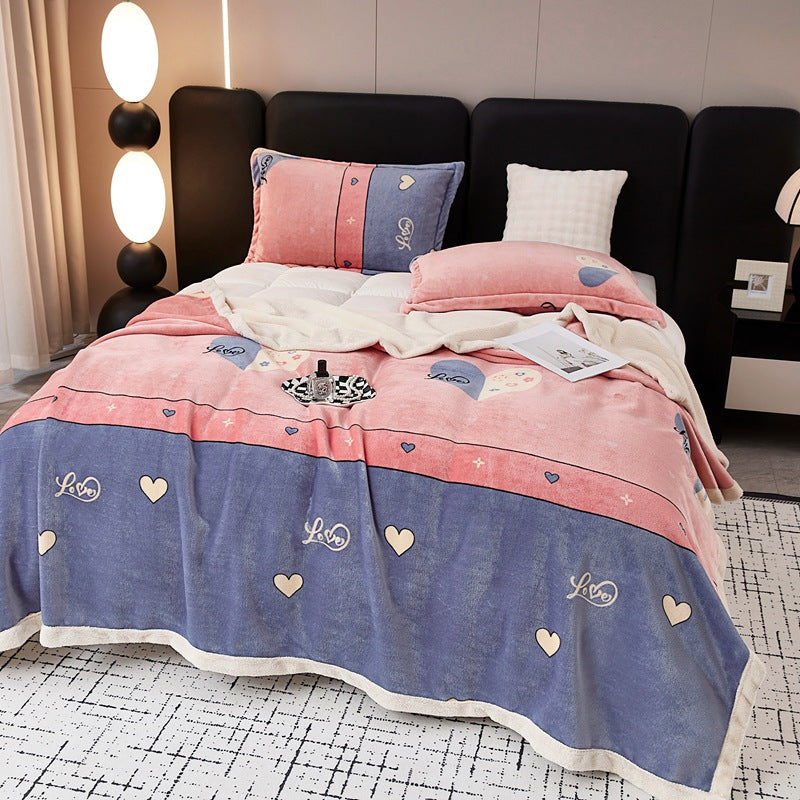 European Cotton Fleece Woolen Blanket - Thickened Warm Bed Sheet for All Seasons