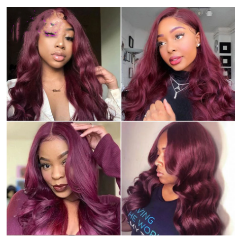 European American Burgundy Mid-Length Curly Hair - Heat Resistant & Dyable