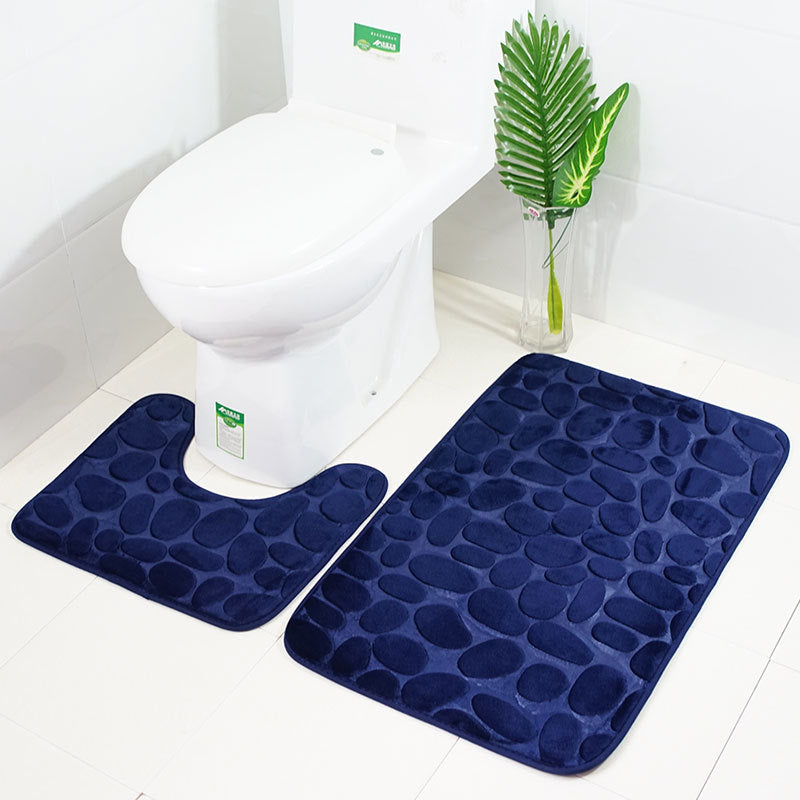 Non-Slip Bathroom Mat Set Pebble Stone Toilet Floor Carpet European American Style