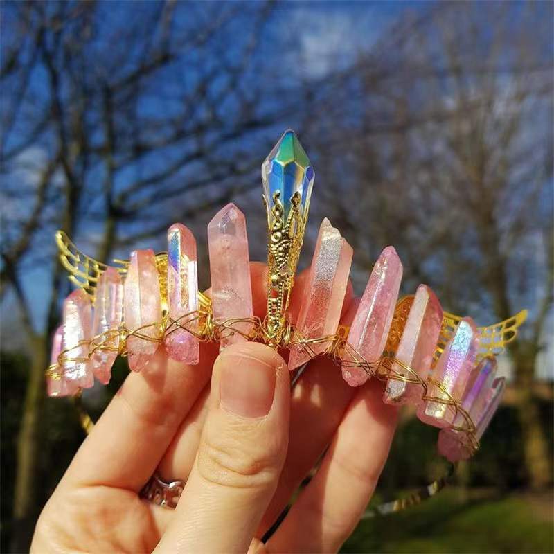 Crystal Golden Wings Hair Band - Handmade Bridal Accessory