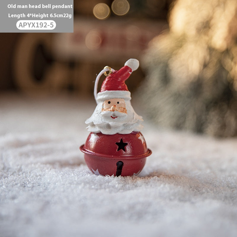 Christmas Iron Bell Pendant Set - Snowman, Elk & Santa Decorations