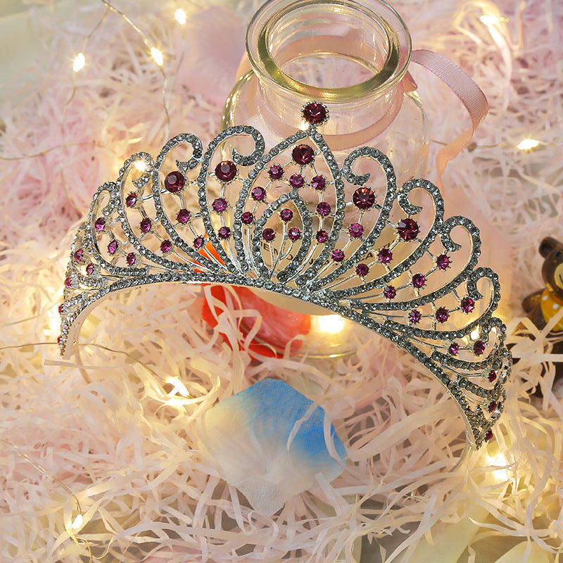 Alloy Rhinestone Crown Headband - Multiple Colors