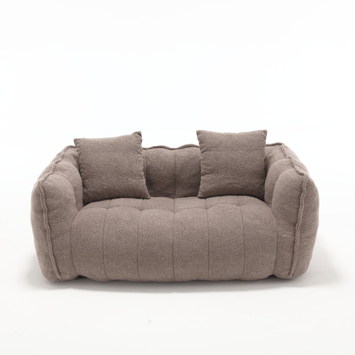 Comfortable Brown Beanbag Chair for Two - Chenille Foam Sofa
