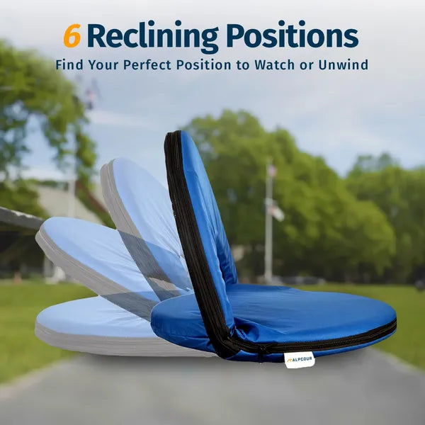 Waterproof Reclining Stadium Seat - 6-Position Comfort, Royal Blue