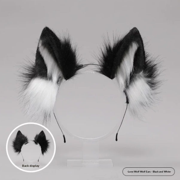 Wolf Ear Cosplay Headpiece & Tail Plush Accessory Set