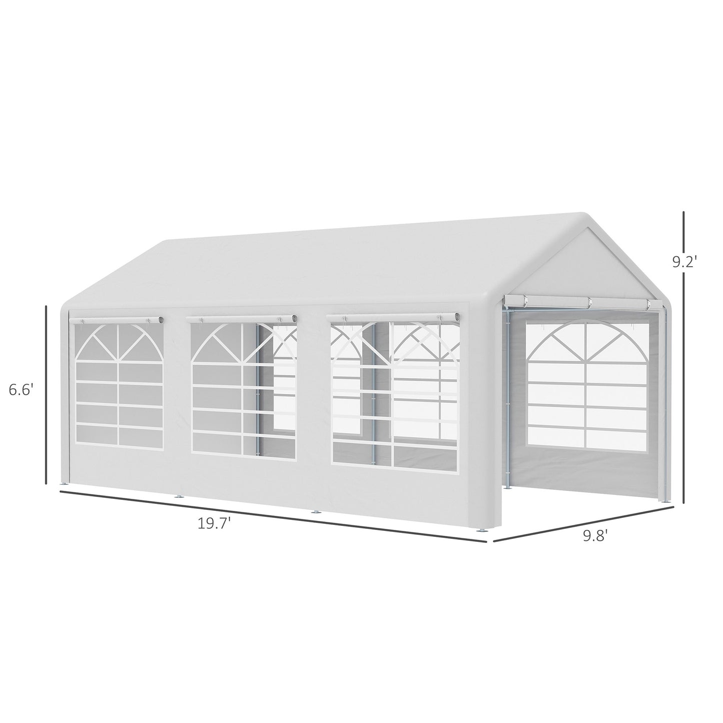 10' x 20' Heavy Duty Party Tent with Removable Sidewalls - White
