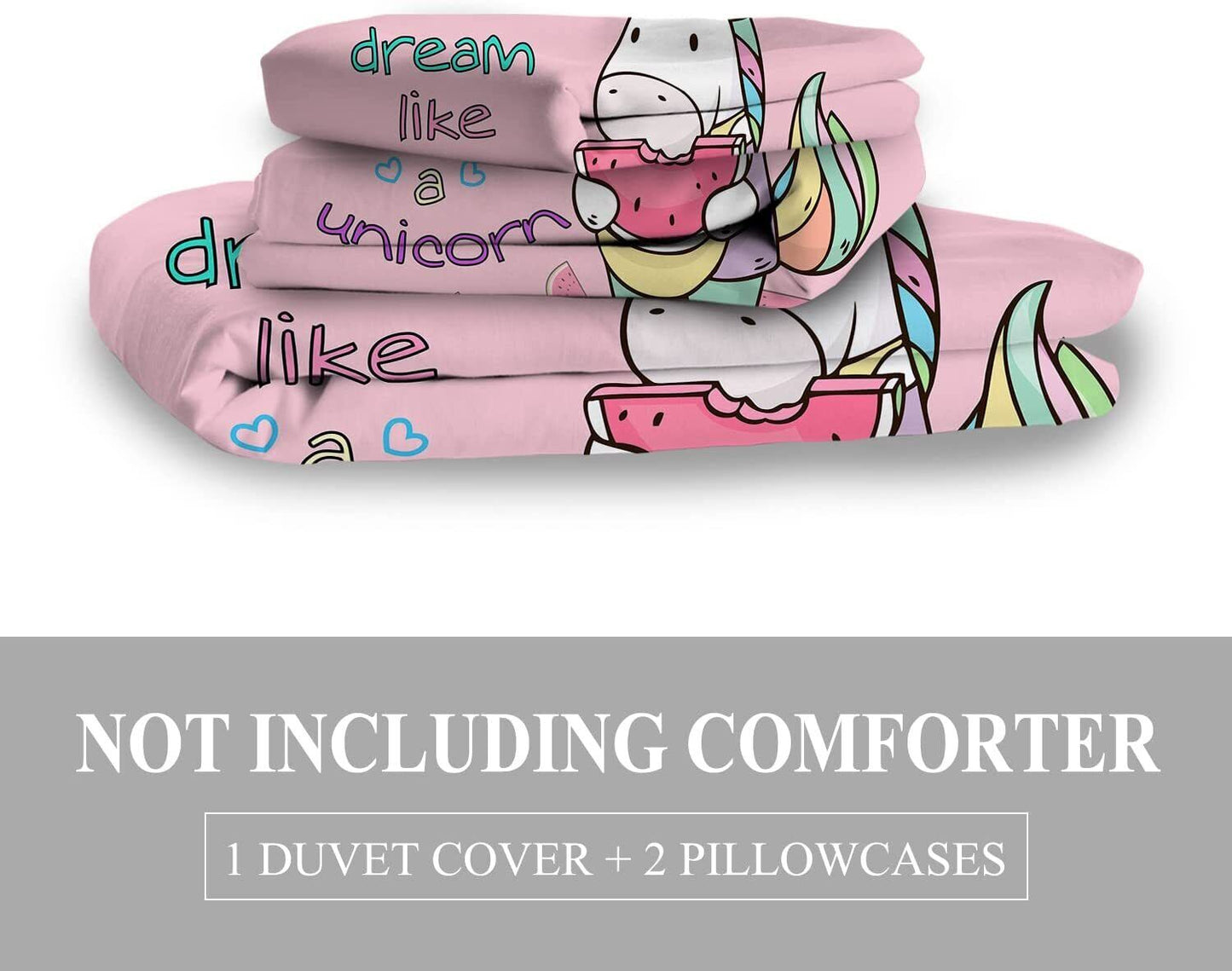 Watermelon Duvet Cover Set - Queen Size, Pink, 3 Pieces