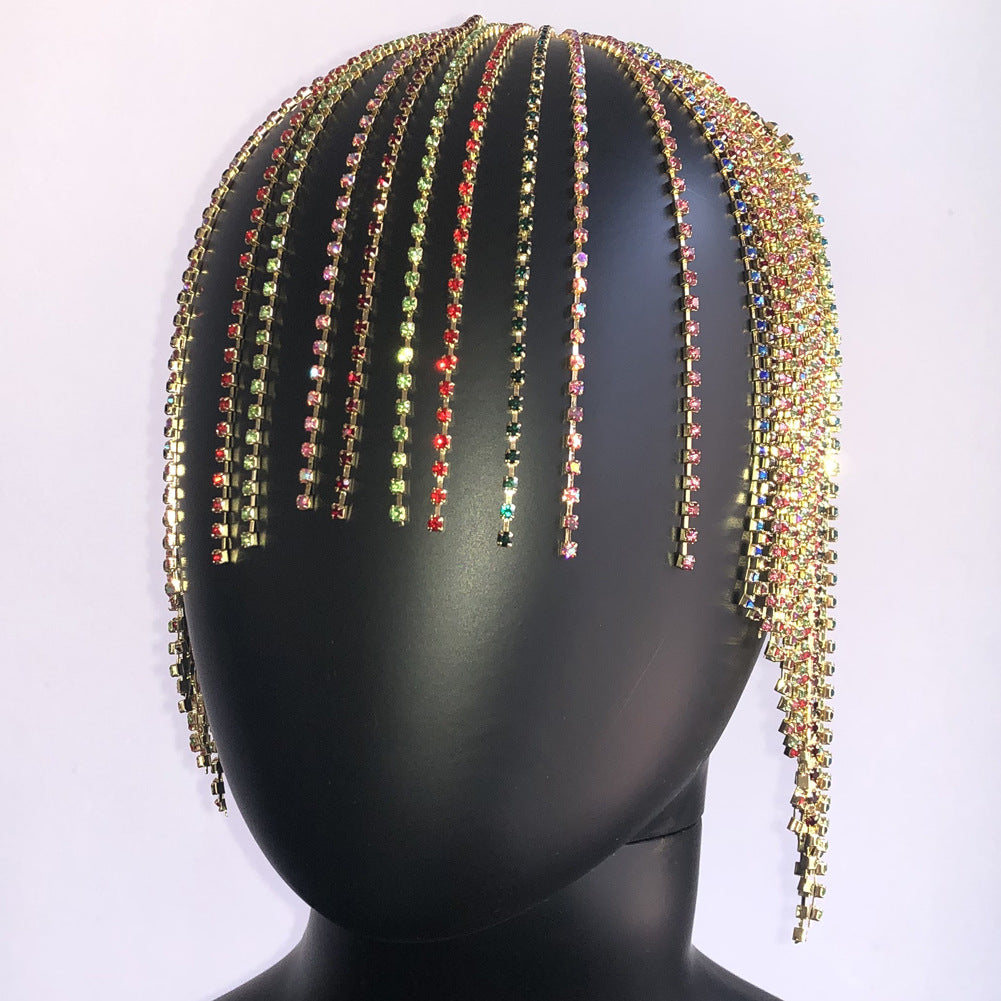 Rainbow Fringed Headband with Diamonds