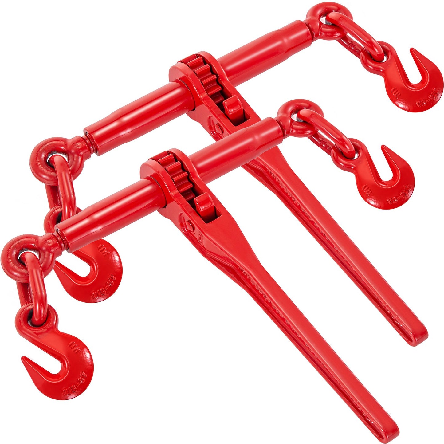 Heavy Duty Ratchet Chain Binder 9215 lbs Load Capacity - Red, 3/8-1/2 Inch Chains, 2-Pack