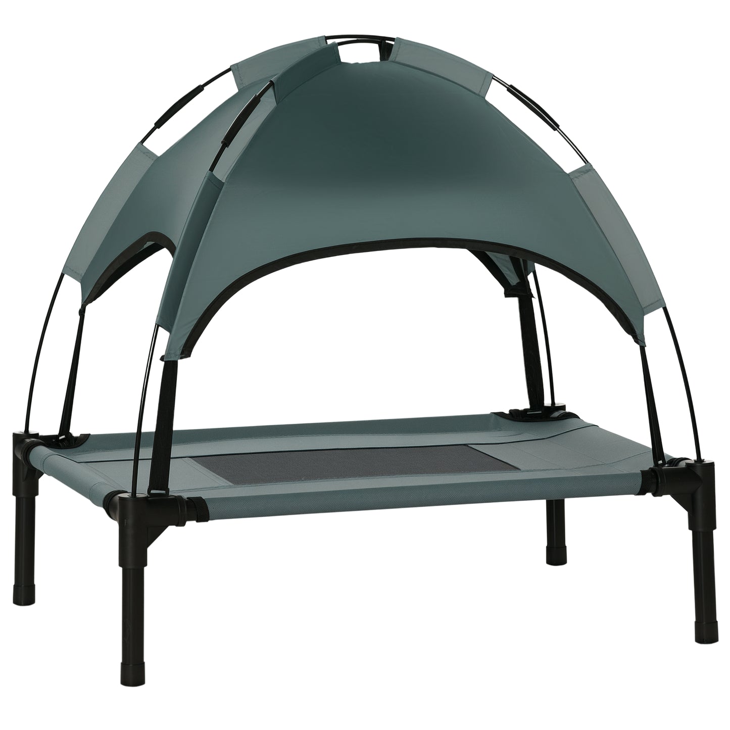 Outdoor Elevated Dog Bed with Canopy Shade 24 Inch Gray for Camping