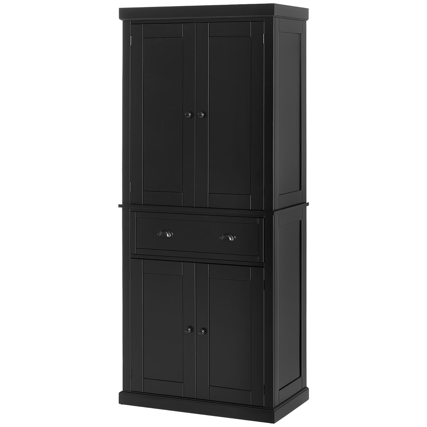 72.5" Freestanding Kitchen Cabinet with Doors & Shelves - Black