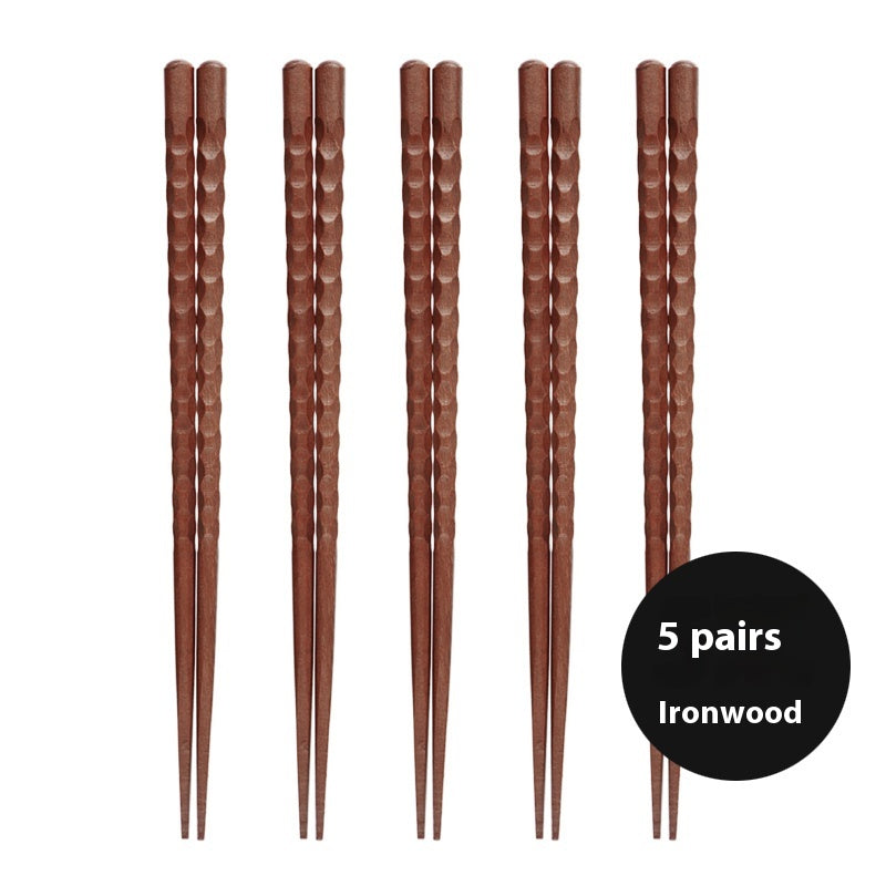 Solid Color Wooden Chopsticks Set - Non-slip Kitchen Dining Utensils