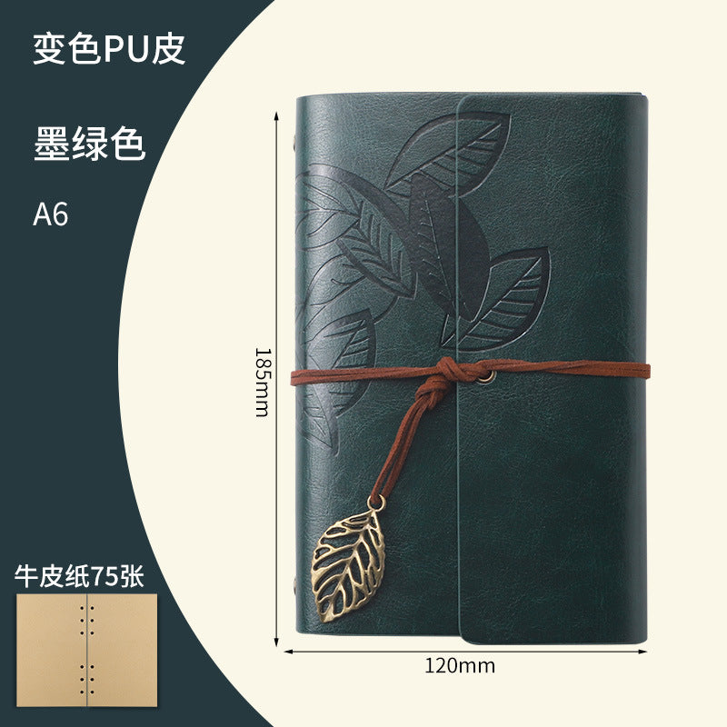 Vintage Travel Notebook - Loose Leaf Diary with Imitation Leather Cover