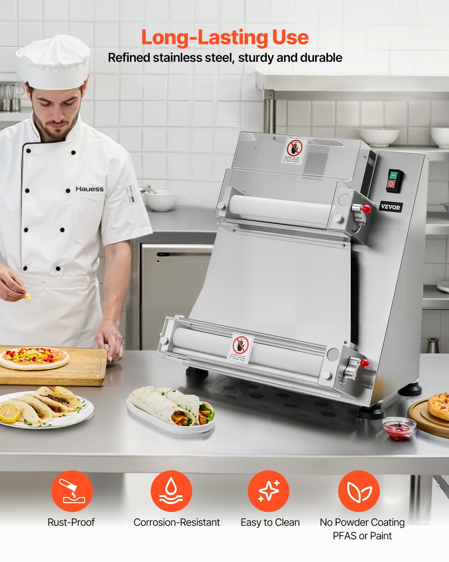 16 Inch Commercial Pizza Dough Sheeter Semi-Automatic Dough Press 390W - Silver