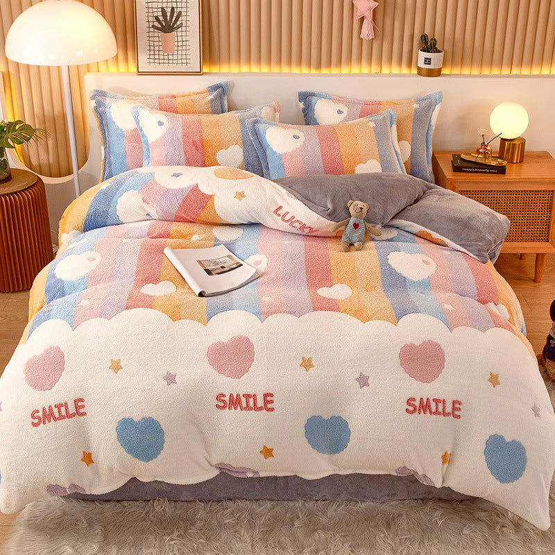 Coral Fleece Duvet Cover Set - Multiple Sizes & Styles