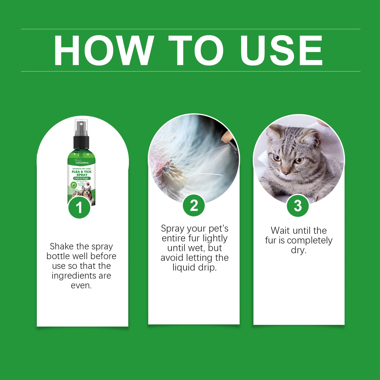 Natural Flea & Tick Spray for Dogs & Cats - Plant-Based Pest Repellent, 100ml