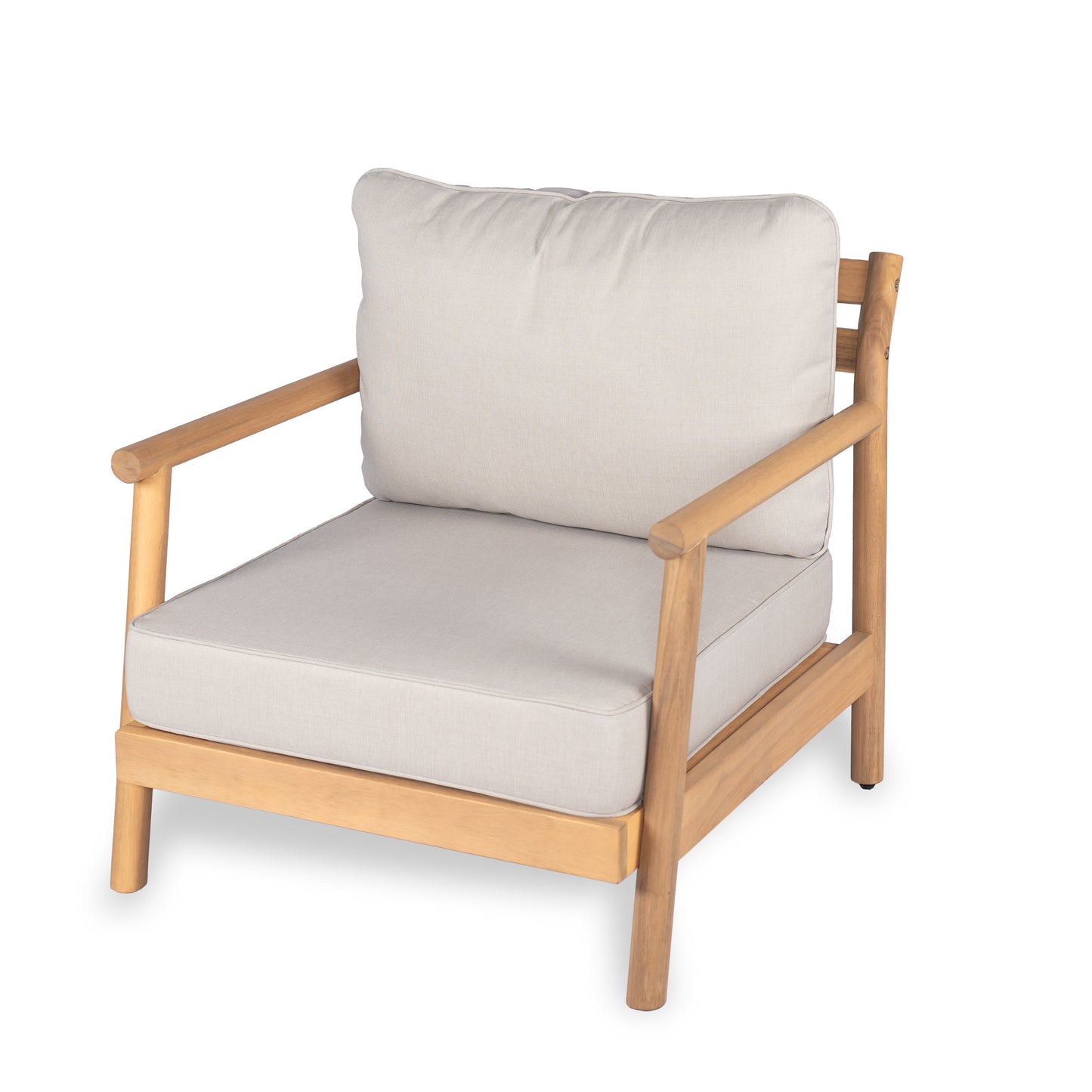 Patio Acacia Wood Club Chair With Water-resistant Cushion, Teak Beige