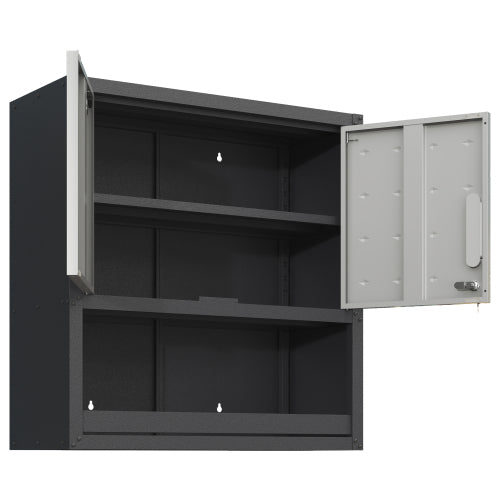 Wall-Mounted Metal Tool Storage Cabinet with Locking Doors and Shelf for Garage and Warehouse