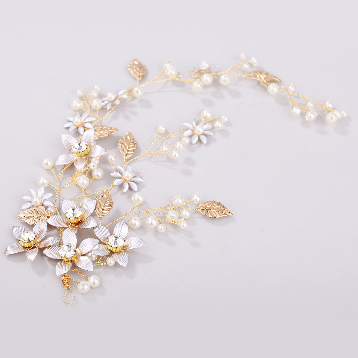 Golden Leaf Flower Hair Band - Wedding Bridal Accessory