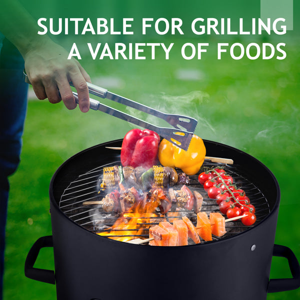 Heavy Duty Vertical Steel Charcoal Smoker - Multi-Layer Outdoor BBQ Grill