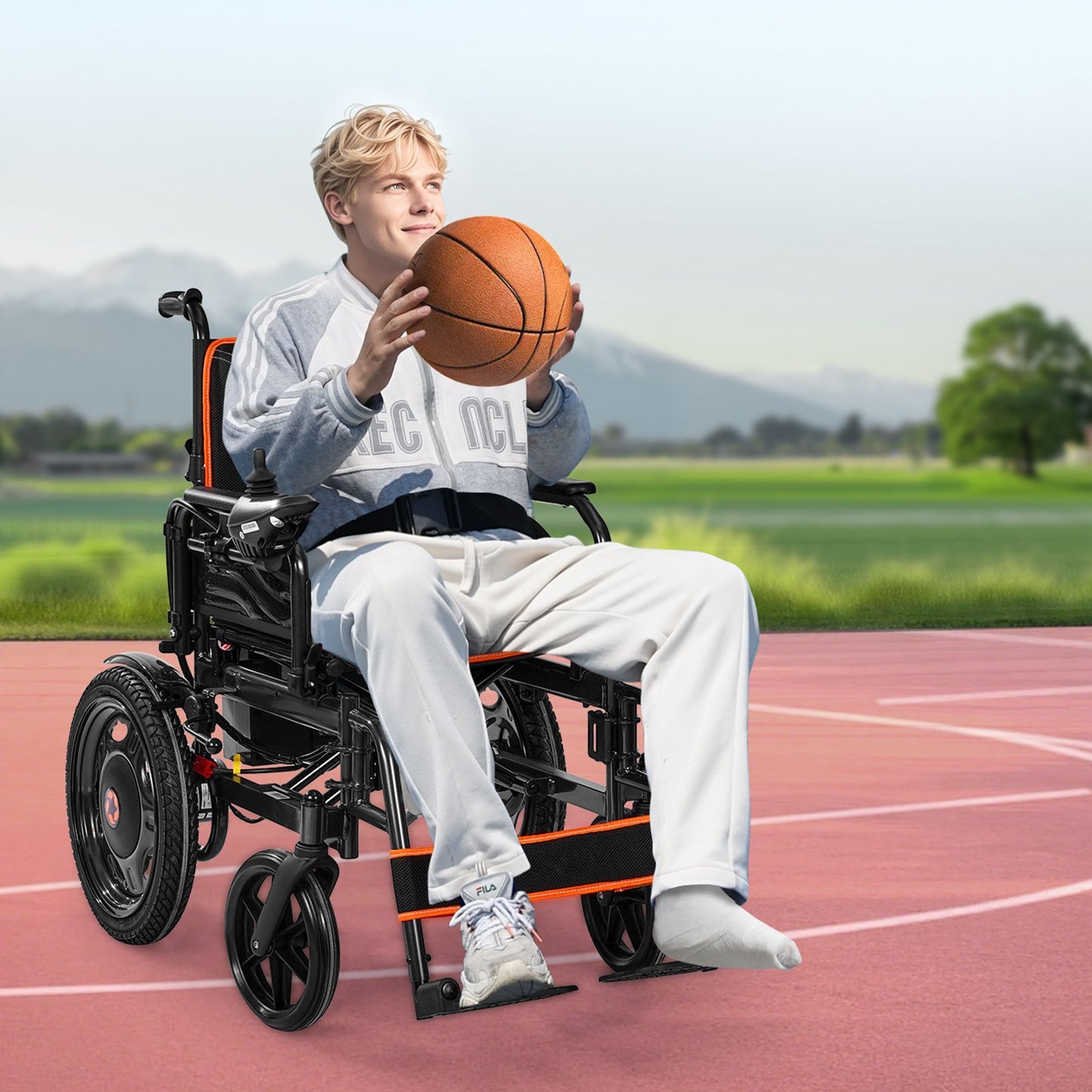 Lightweight Foldable Electric Wheelchair 13-Mile Range 265lbs Capacity