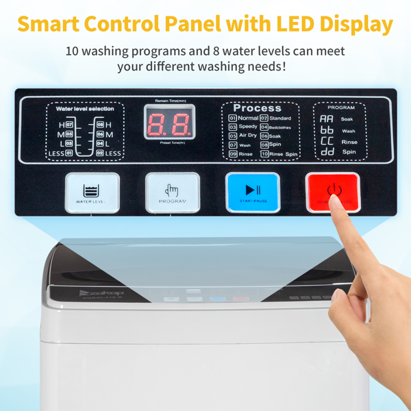 Full-Automatic Washing Machine Top Load Portable Compact Laundry