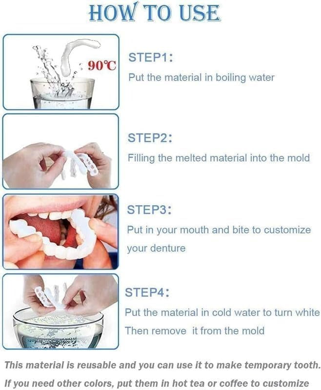 Comfortable Silicone Cosmetic Veneers for Dentures - White