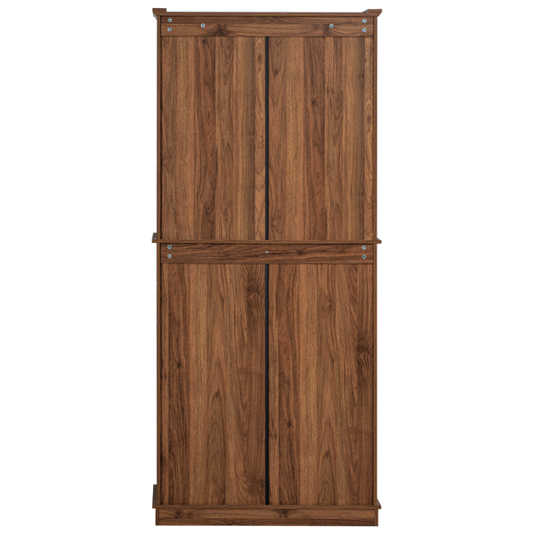 Tall Kitchen Pantry Cabinet with 3 Pull-Out Organizers - Brown