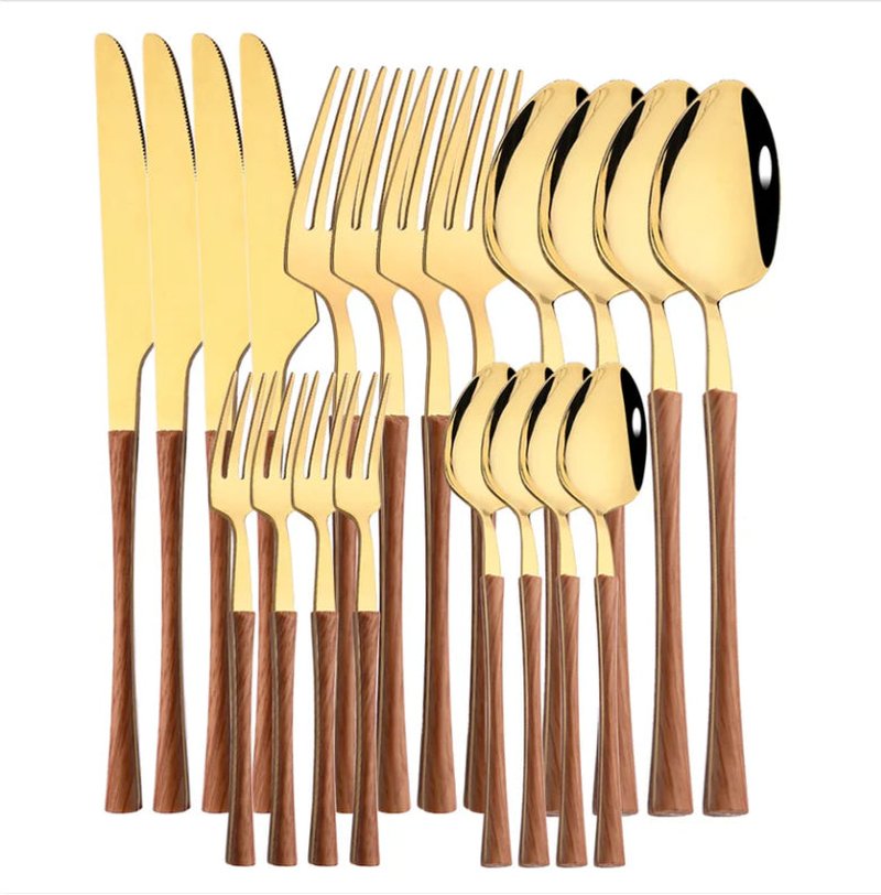 Stainless Steel Flatware Set with Dessert Spoon, Fork & Knife - 20pcs