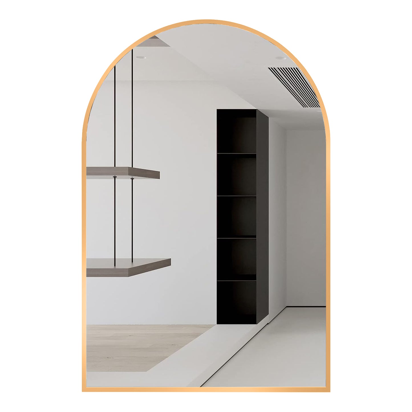 Gold Metal Framed Arched Bathroom Mirror - 24x32 Inch