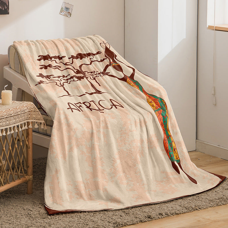 Indian Style Flannel Blanket - Digital Print Bohemian Bedding