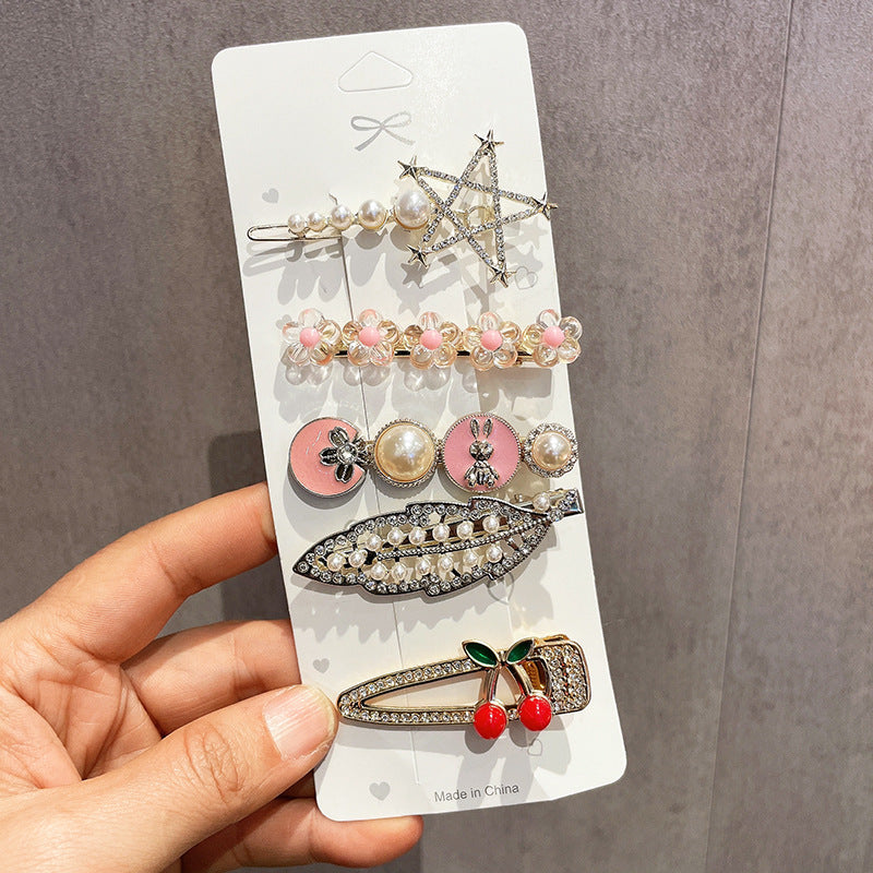 Women's Hair Clip Set - Fringe Side Barrettes in Multiple Colors & Styles