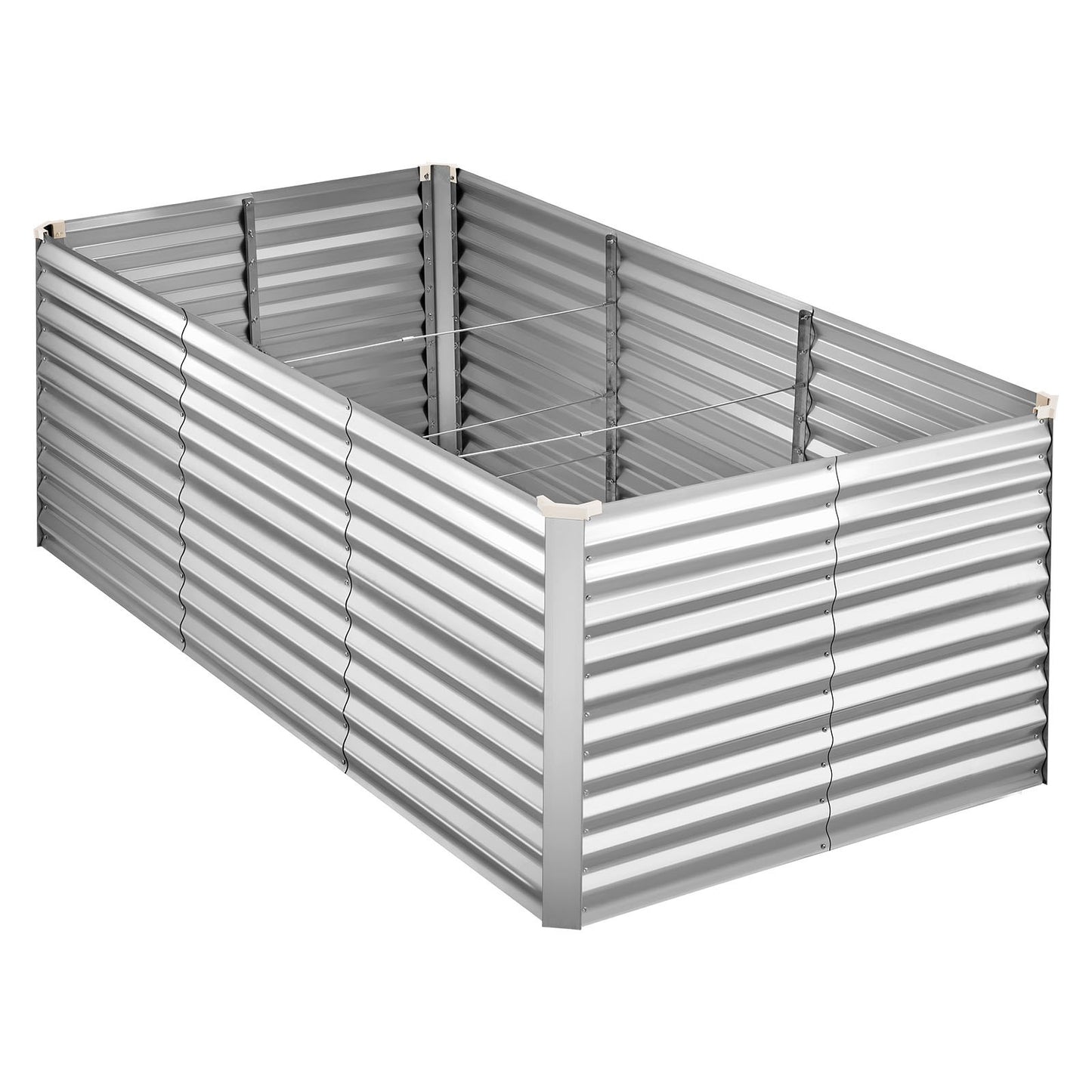 Galvanized Raised Garden Bed 8x4x3 Ft Outdoor Metal Planter Box Kit with Gloves