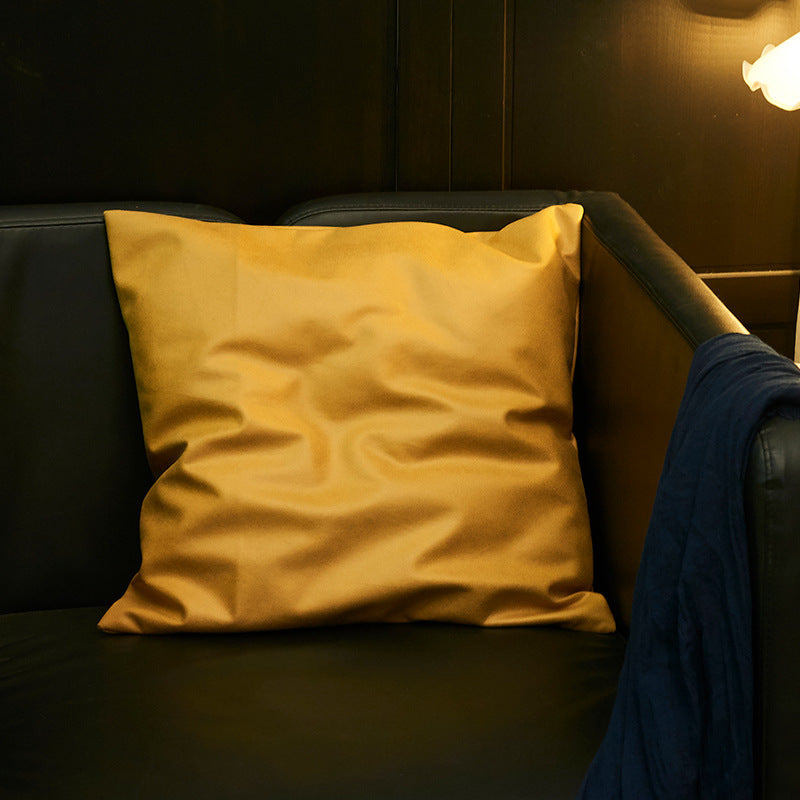 Modern Faux Leather Cushion Cover 45x45cm Solid Color Decorative Pillow Cover