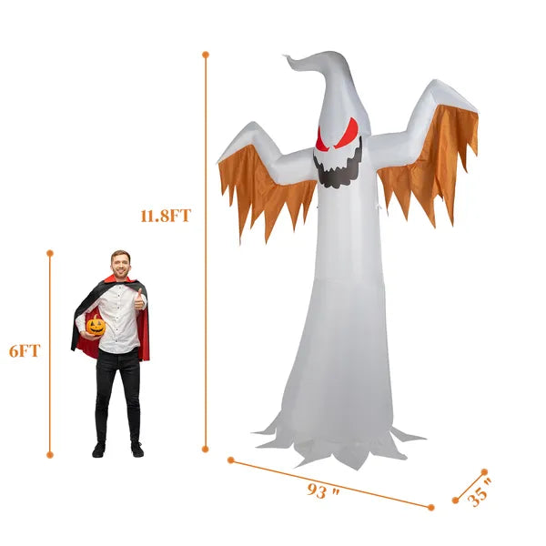 12ft Inflatable Halloween Ghost Decoration with LED Lights