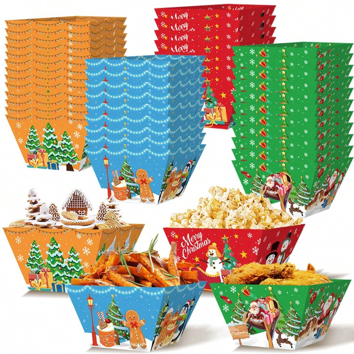12 PCS Christmas Gingerbread Man Snack Bowls - Disposable Party Supplies