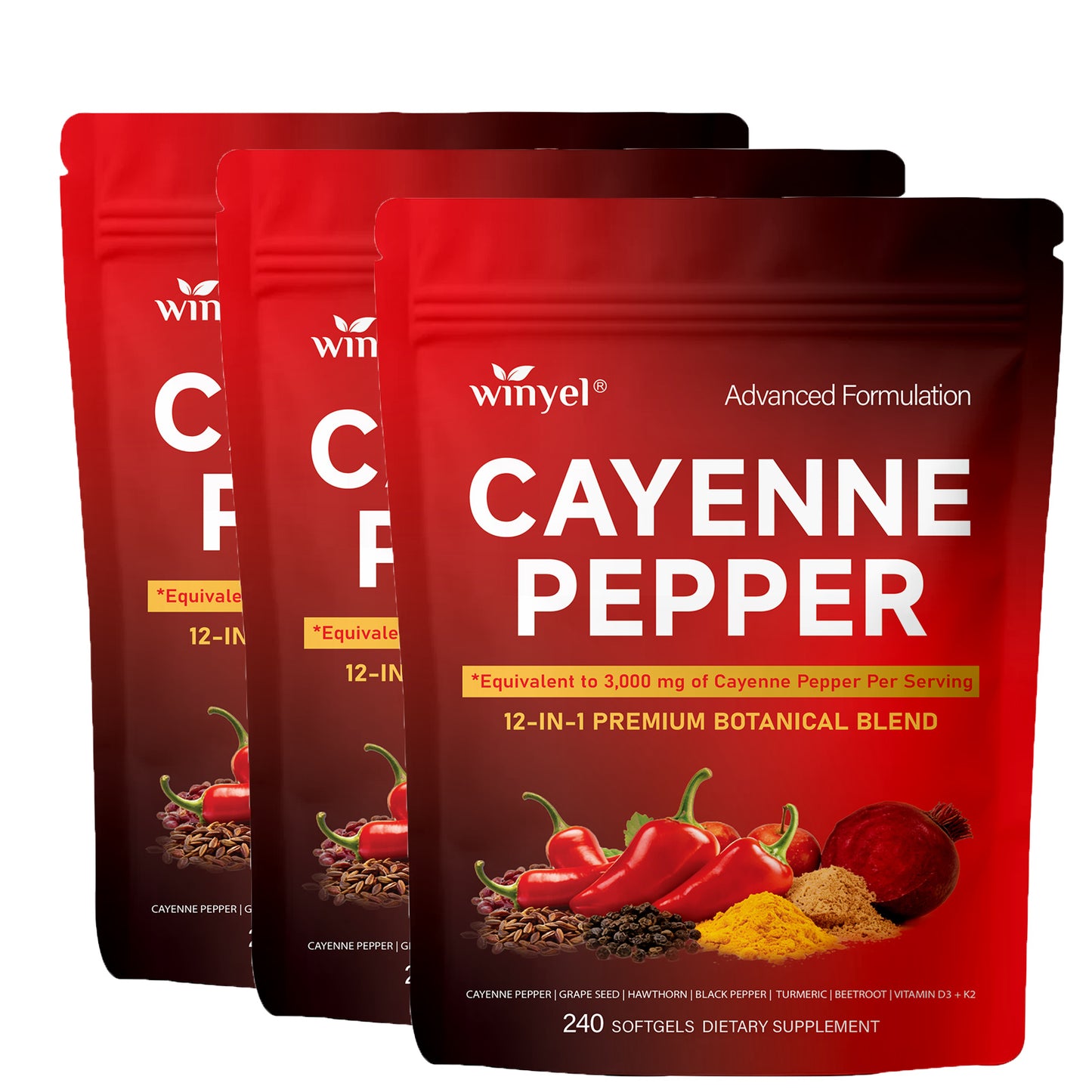 Cayenne Pepper Complex Supplement with Vitamins D3 K2 & Herbal Extracts