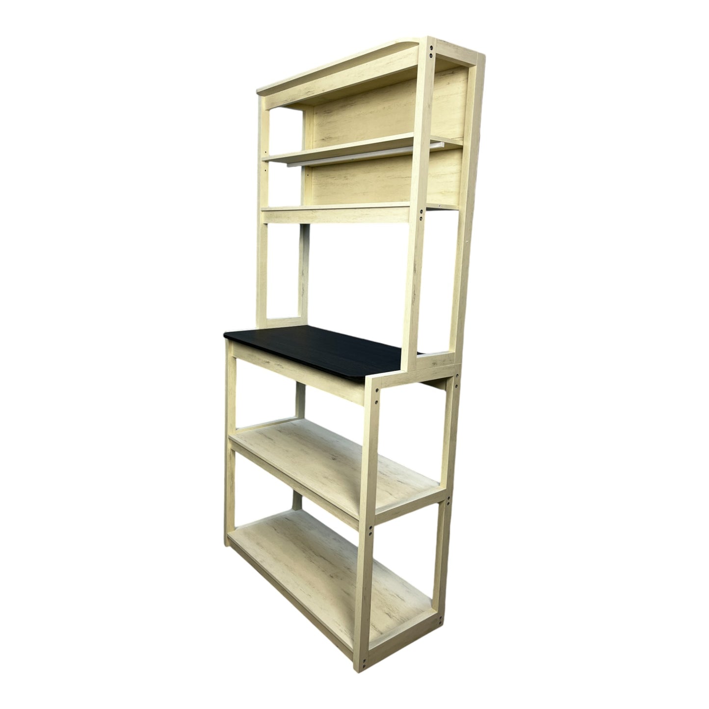 5-Tier Kitchen Packer Rack - White & Black Shelving Unit