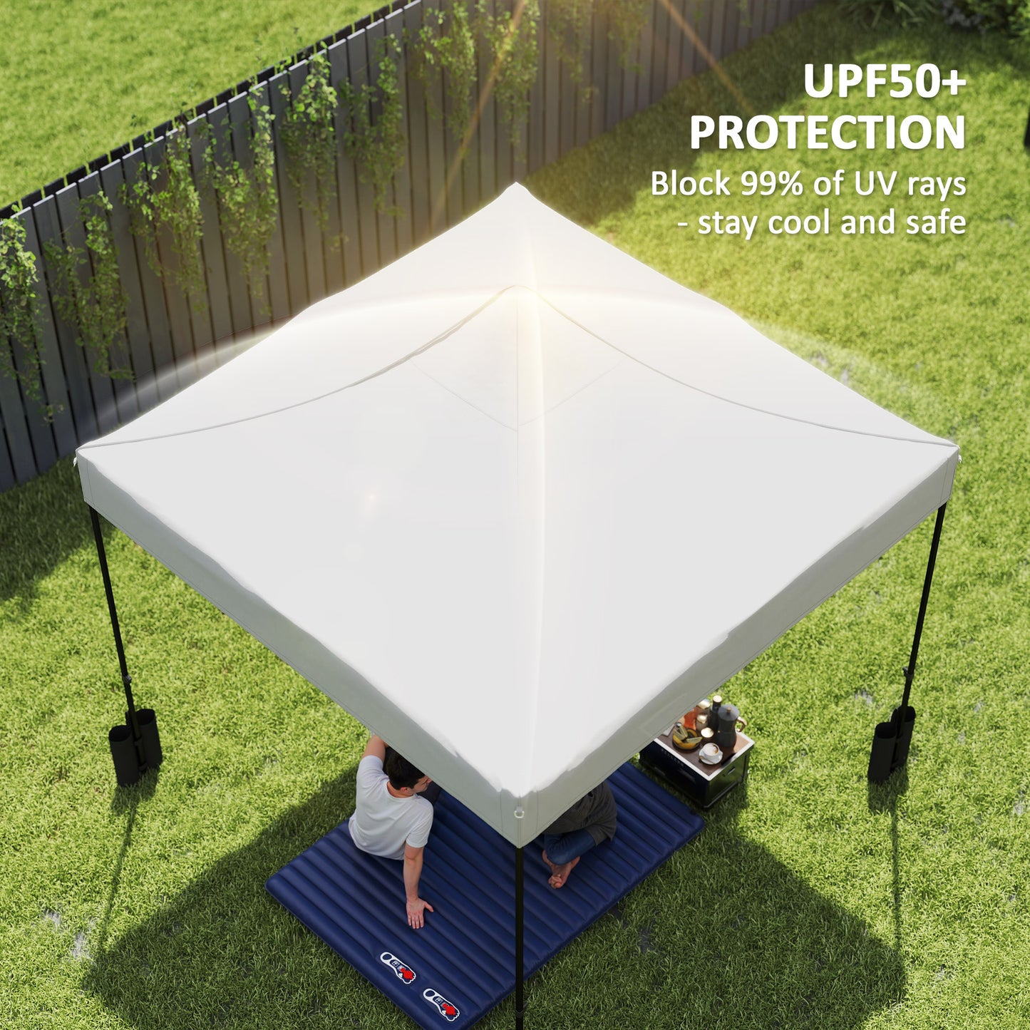 10x10 Replacement Canopy Top with Sand Bags - White, UPF50+