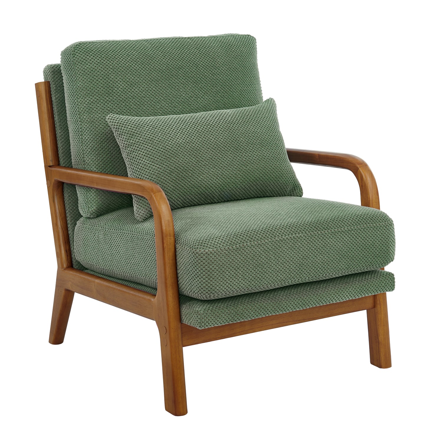 Mid-Century Modern Wooden Lounge Chair - Dark Green