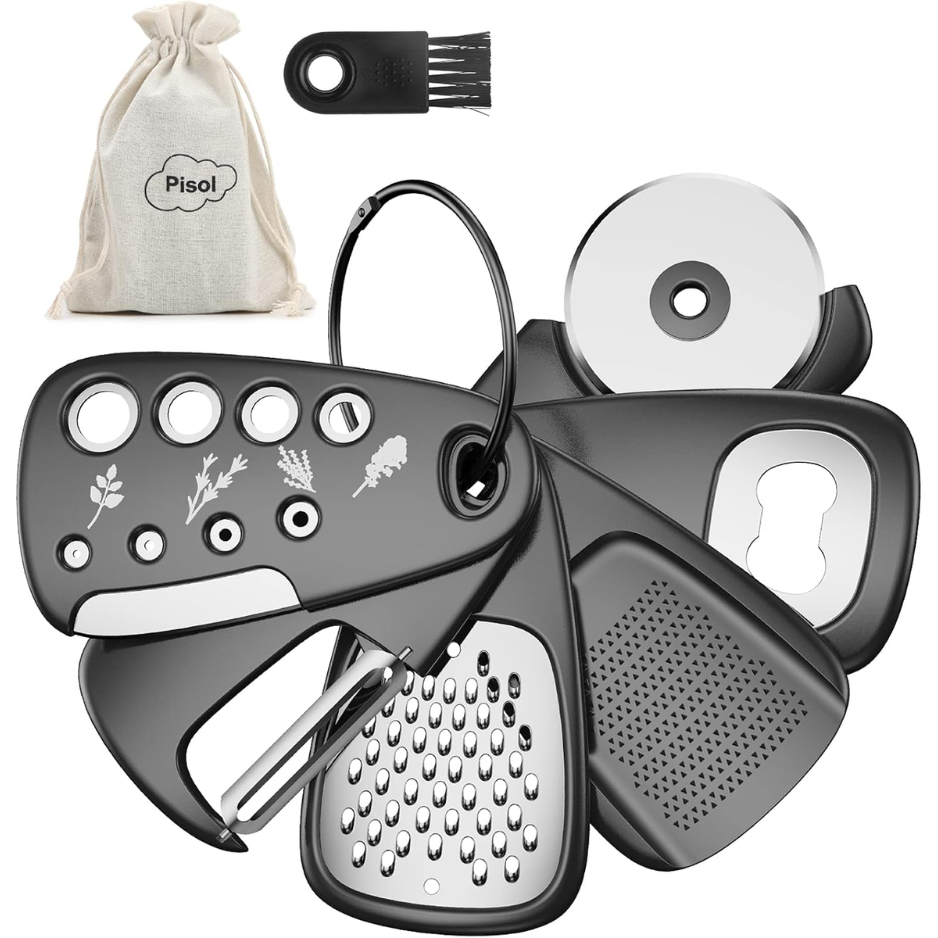 6-Piece Space-Saving Kitchen Gadget Set - Multi-Tool with Grater, Peeler, Cutter & More