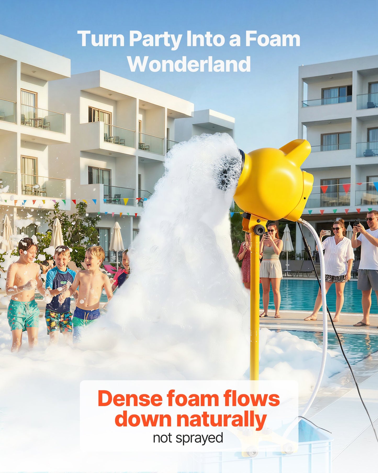 Adjustable Foam Cannon for Parties - Bubble Maker with 37QT Water Tank, Vertical Design
