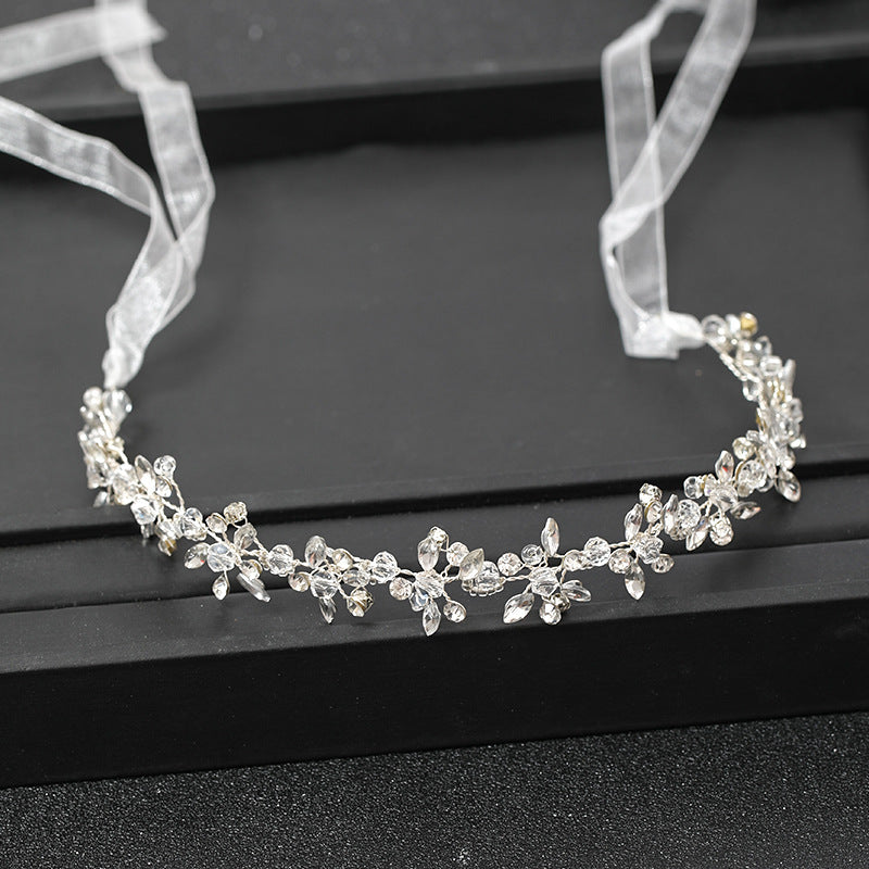 Rhinestone Hair Hoop Headband - White