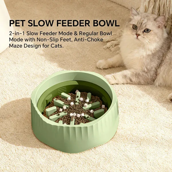 Dual-Purpose Slow Food & Fast Food Pet Bowl Set for Cats and Small Dogs