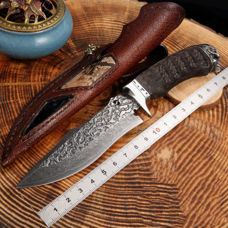 Damascus Steel Fruit Knife - Sharp Kitchen Knife with Sleeve, 80cm Blade