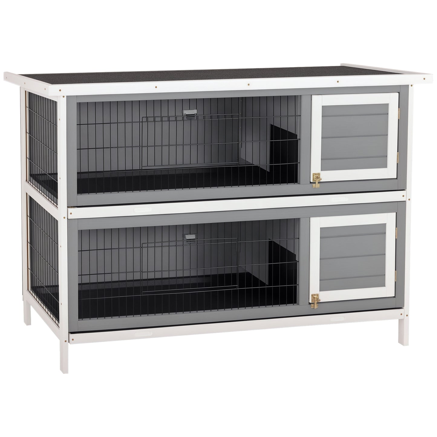 Large 54-Inch Wooden Rabbit Hutch with Lockable Doors Waterproof Roof