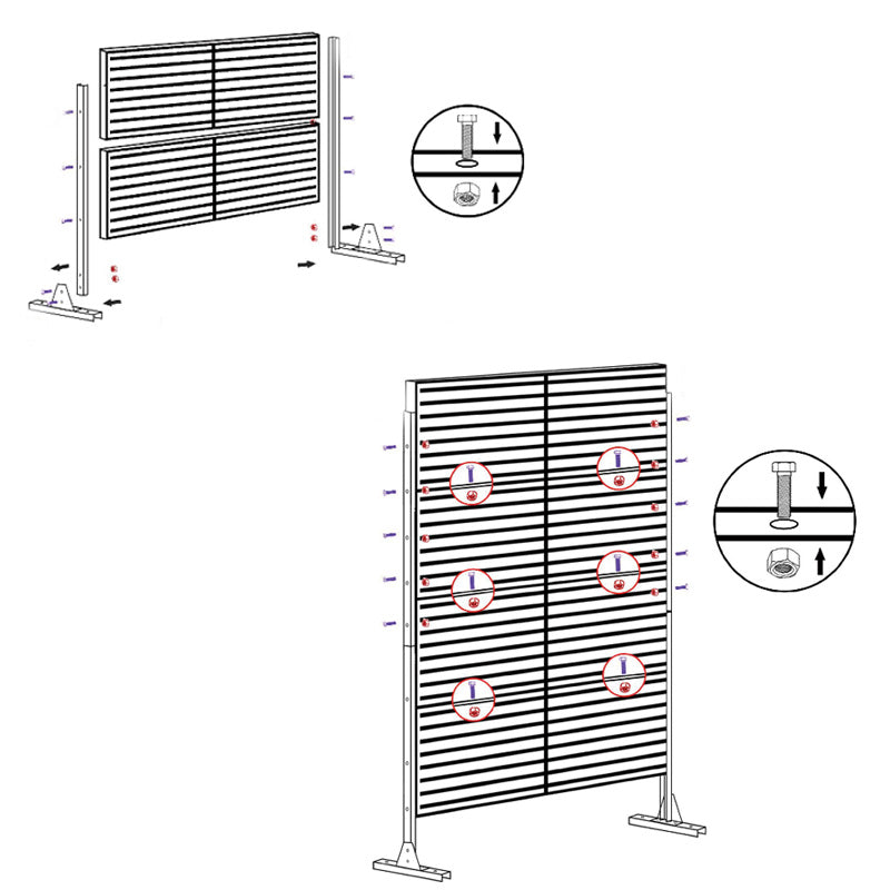 White Metal Privacy Screen - 70.87" H Slatted Patio Divider